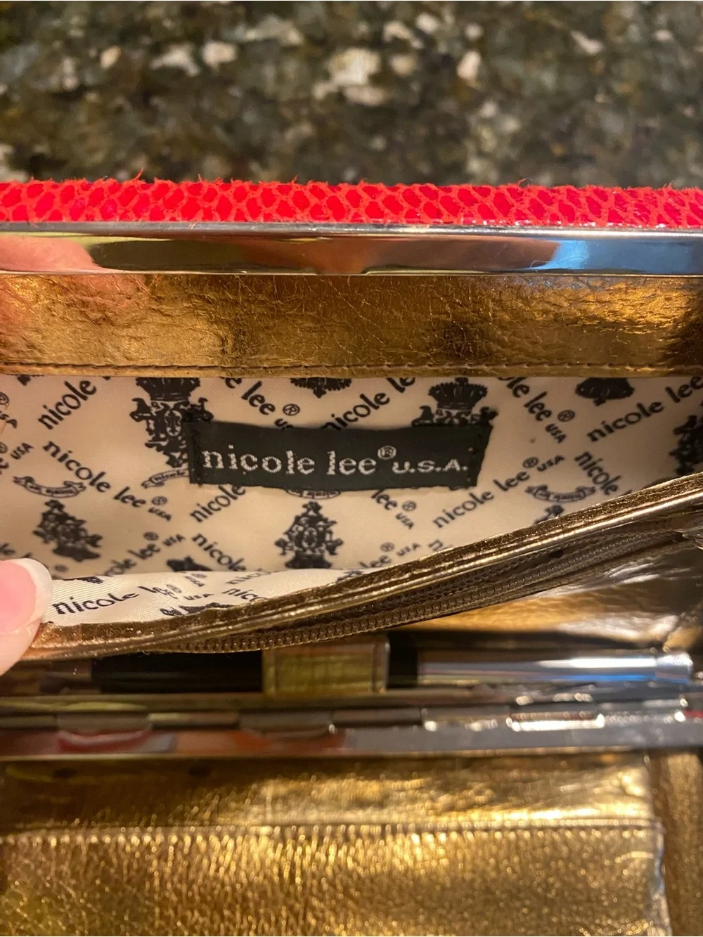 Nicole Lee Y2K Vintage Red Hot Studded clutch case